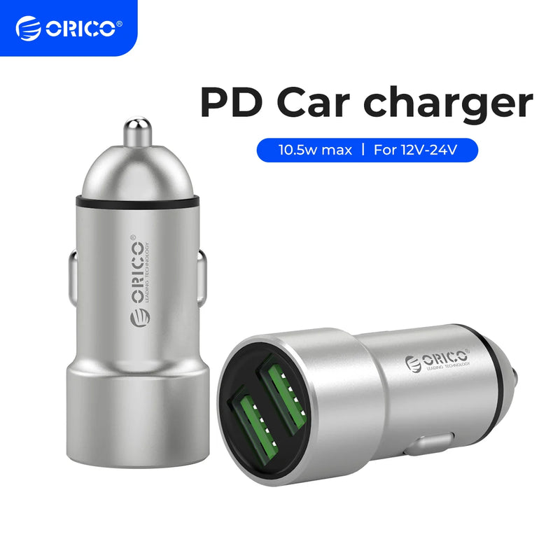 ORICO Dual USB Car Charger USB Charging Port 12W Max Cigarette Lighter Conversion plug For iPhone Samsung Xiaomi Huawei