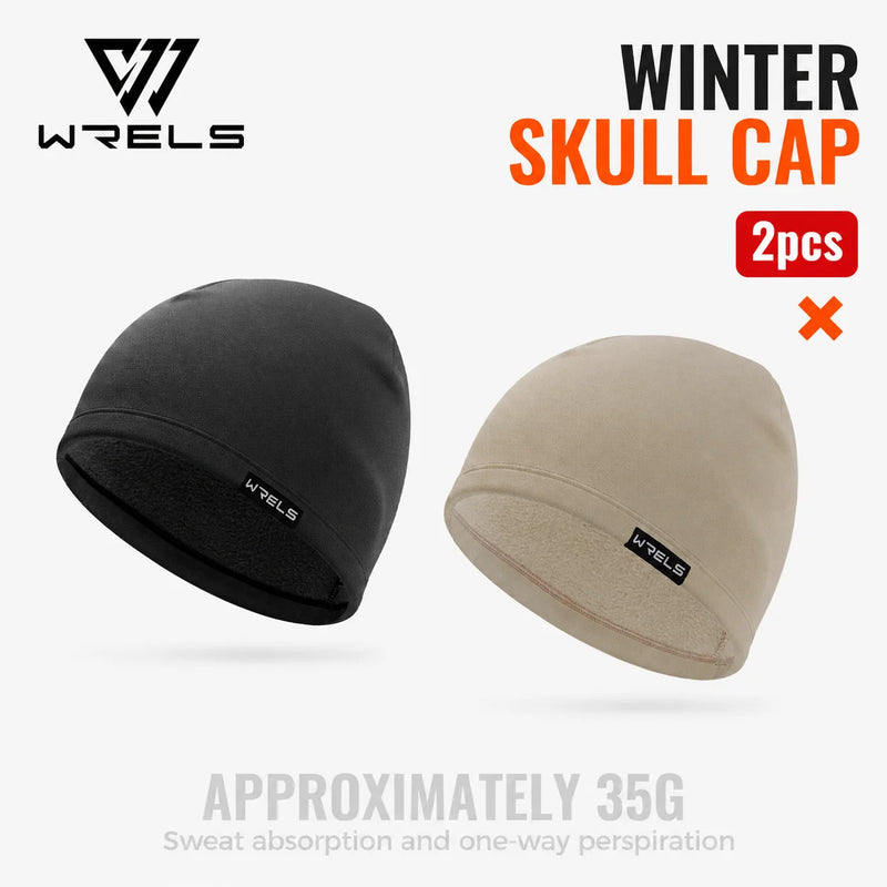 WRELS Skiing Cap Warm Anti Cold Skull Cap Sweat Wicking Fleece Windproof Helmet Liner Ear Flap Running Men Women Winter Beanie
