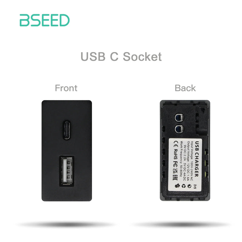 BSEED Wall Internet Cat5 Socket Plastic Frame Parts USB Charge Port TV Satellite Interface Function DIY Combination