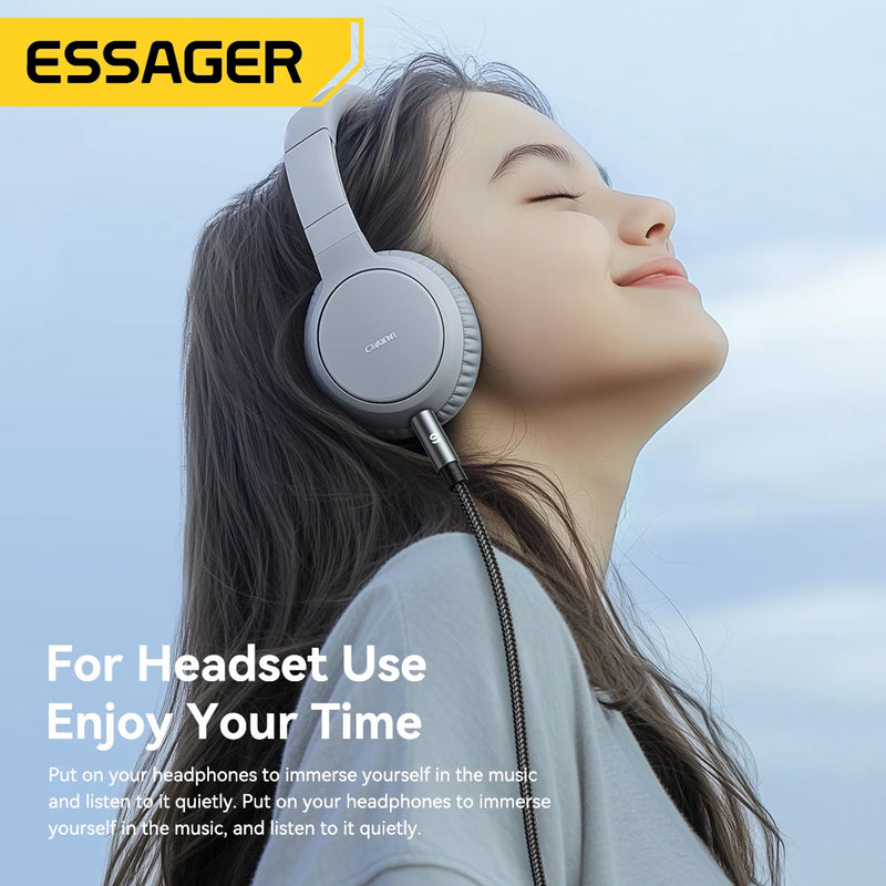 ខ្សែ Essager USB Type C Aux ខ្សែឧបករណ៍បំពងសម្លេង USB A/Lighting ទៅ 3.5mm Jack Audio Cable សម្រាប់ទូរស័ព្ទ កាសស្តាប់ត្រចៀក កុំព្យូទ័រ ថេប្លេត ទូរទស្សន៍ អាដាប់ទ័រ