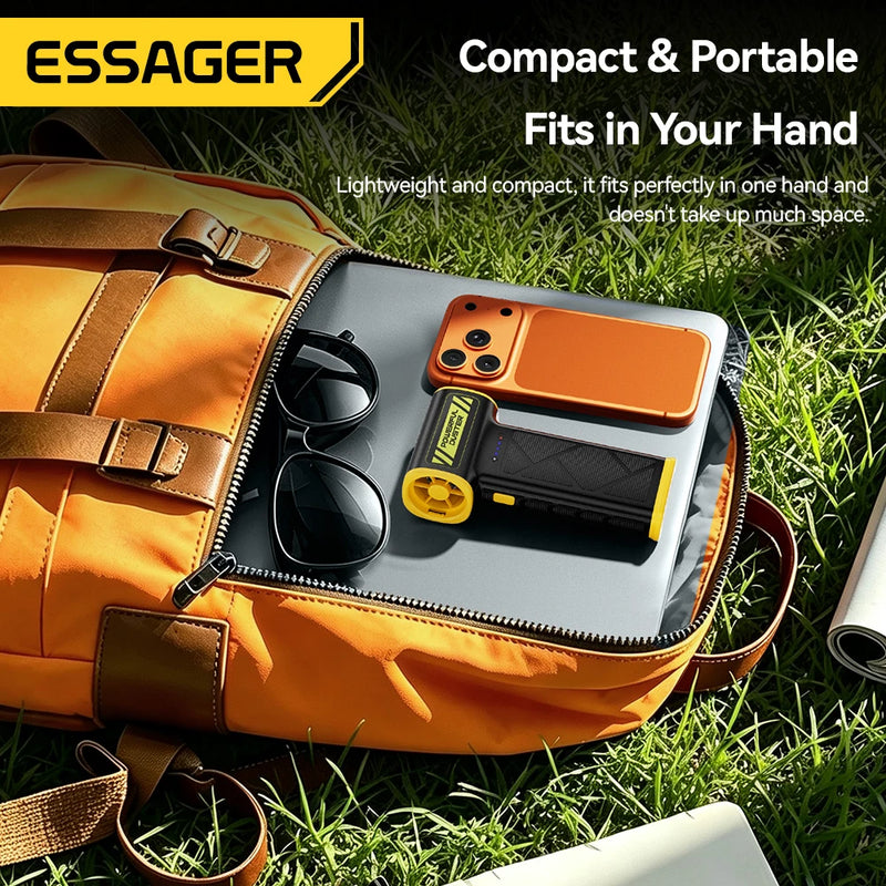 កង្ហារខ្យល់ Essager 130W កម្លាំងខ្យល់ 120000RPM ចល័តល្បឿនលឿន មានថាមពលខ្លាំង ជាមួយថ្ម 5000mAh សម្រាប់សម្អាតកុំព្យូទ័រ ឡាន និងផ្ទះ