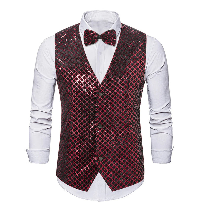 2026 Men's Green Sleeveless Vest Jacket, Single Breasted V-Neck Waistcoat, Red Blue Silver Purple Optional, Europe Size Vests