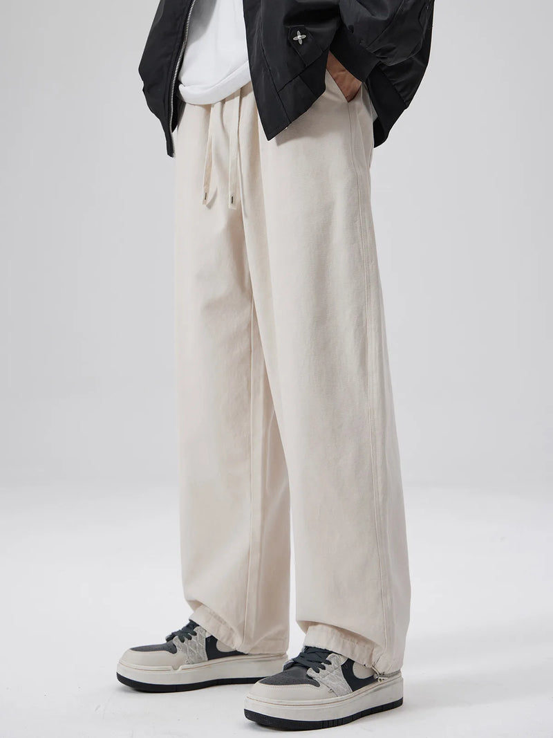 Dukeen 2025 Man Drawcord Pants Korean Trend Style Casual Sweatpants Spring and Autumn Fashion Loose Jogger Men's Clothing