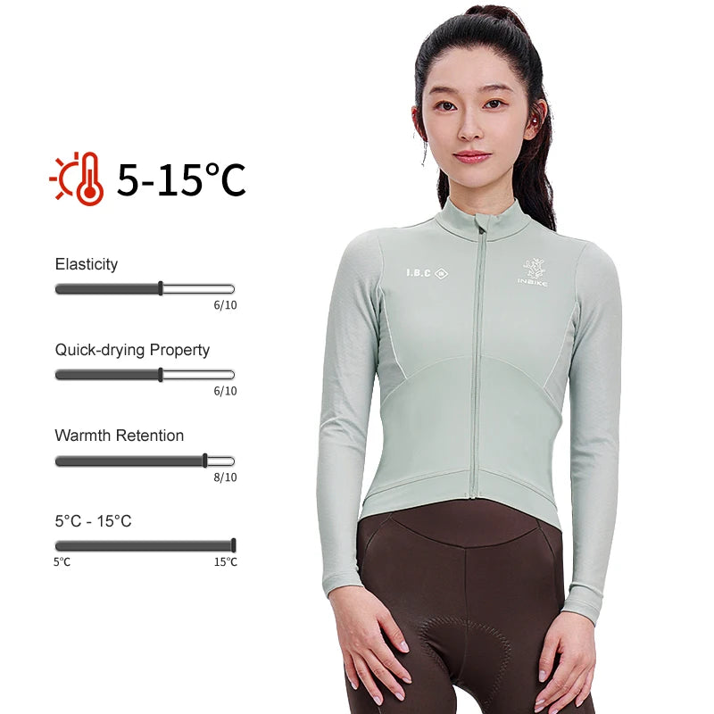 INBIKE Winter Cycling Jersey for Women Thermal Fleece Long Sleeve Mountain Bike Jersey with Pockets Windproof Biking Clothingn