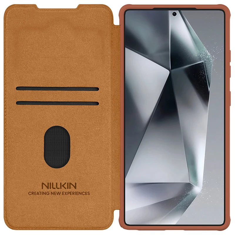NILLKIN For Samsung Galaxy S25 Ultra Case Leather Qin Leather Case Sliding Camera Protection For Samsung S25/S25 Plus Flip Cover