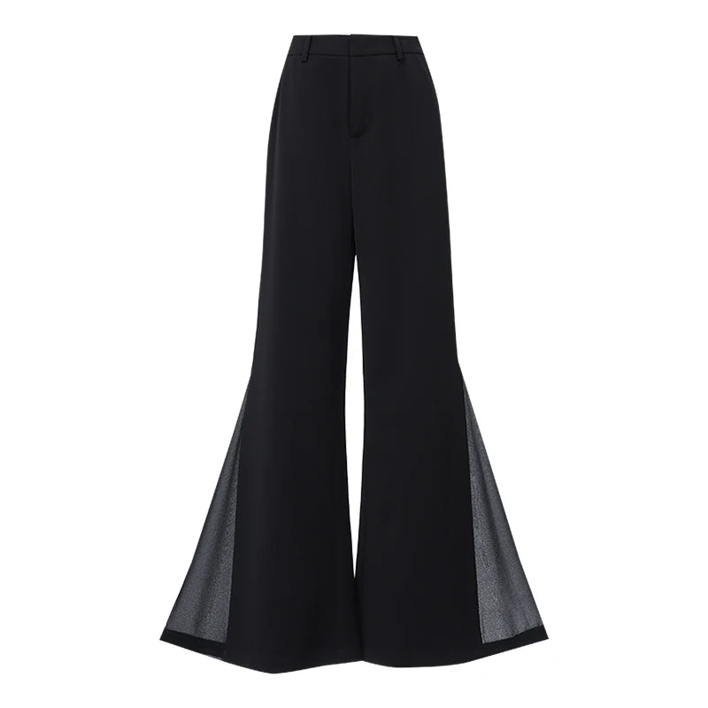 Amii Women's Flare Pants 2026 Summer New Solid Color Patchwork Chiffon Trousers Casual Wide Leg Pants For Women 12642091