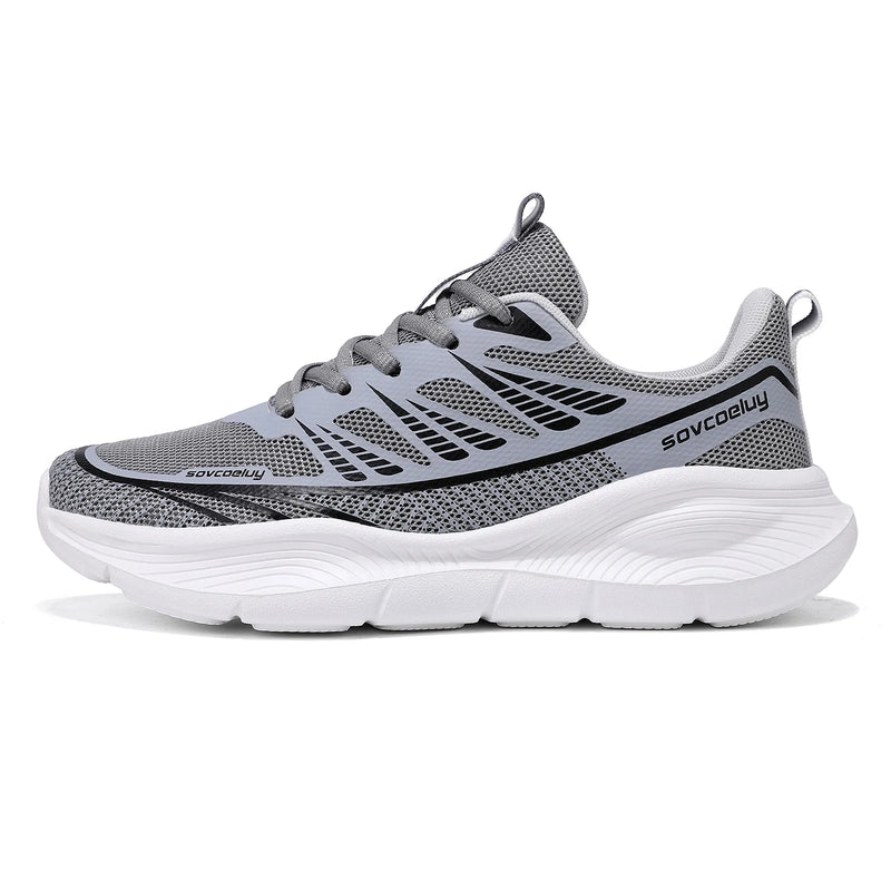 Men Sports Shoes Fashion Lace Up Versatile Mesh Breathe Lightweight Outdoor Fitness Shoes Classic Cushioning Flat Tennis Shoes