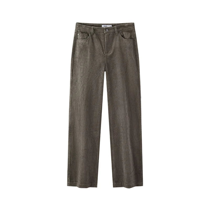 Semir Casual Pants Women Winter Textured Corduroy Micro-Flared Bell Bottoms 2025 New Retro Khaki Long Pants Women'S Clothing