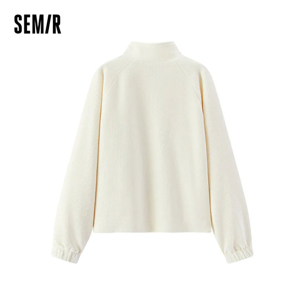 អាវក្រៅស្ត្រី Semir វាយនភាព Chenille ដៃអាវ Raglan រលុង កអាវឈរ រូបរាងស្លីម រដូវស្លឹកឈើជ្រុះឆ្នាំ ២០២៦ ស្ទីលធម្មតា ទន់ អាវក្រៅ