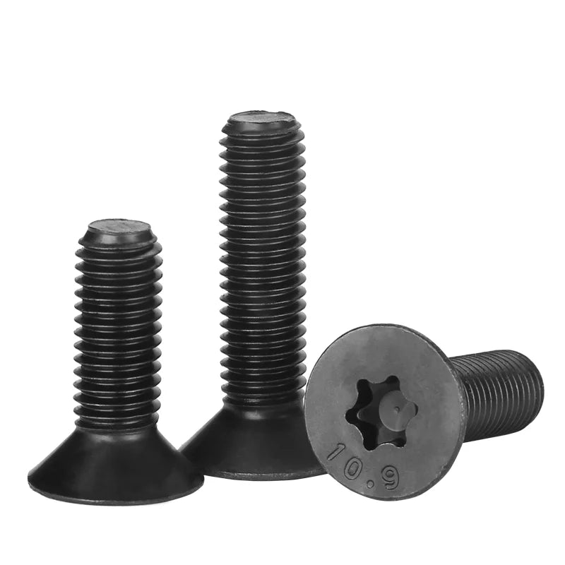 2-50pcs/lot Flat Countersunk Screw Six Lobe Bolt Machine screw M2 M2.5 M3 M4 M5 M6 Black carbon steel Torx Head