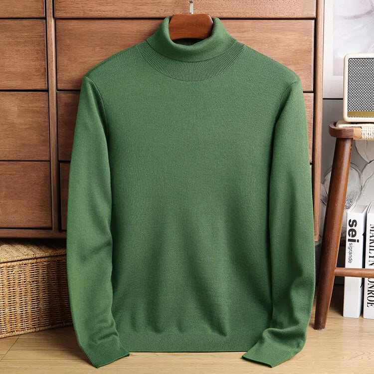 Men's Cashmere Blend Turtleneck, 480g 4A Anti-Pilling, Heavyweight Warm, Multi-Color WOOL
