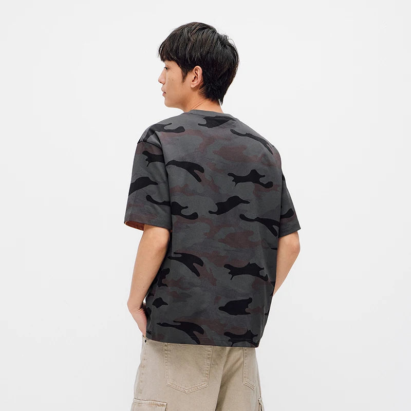 Semir Men Tshirt Camouflage All Over Print Cotton Color Block Embroidered Trendy Top 2026 Summer Street Casual Style