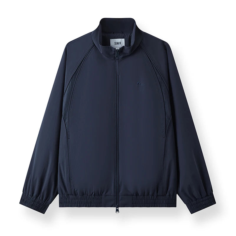 Semir Mesh Panel Jacket Men 2026 Spring Solid Color Stand Collar Trendy Versatile Sporty Casual Stylish Outerwear Top