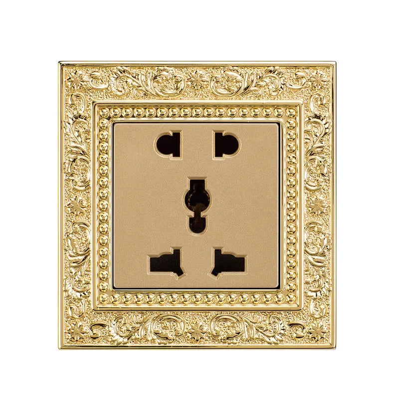 Luxury Vintage Push Button Switch 1/2/3/Gang 2Way,EU France Standard copper Wall socket,Universal light home switch power outlet