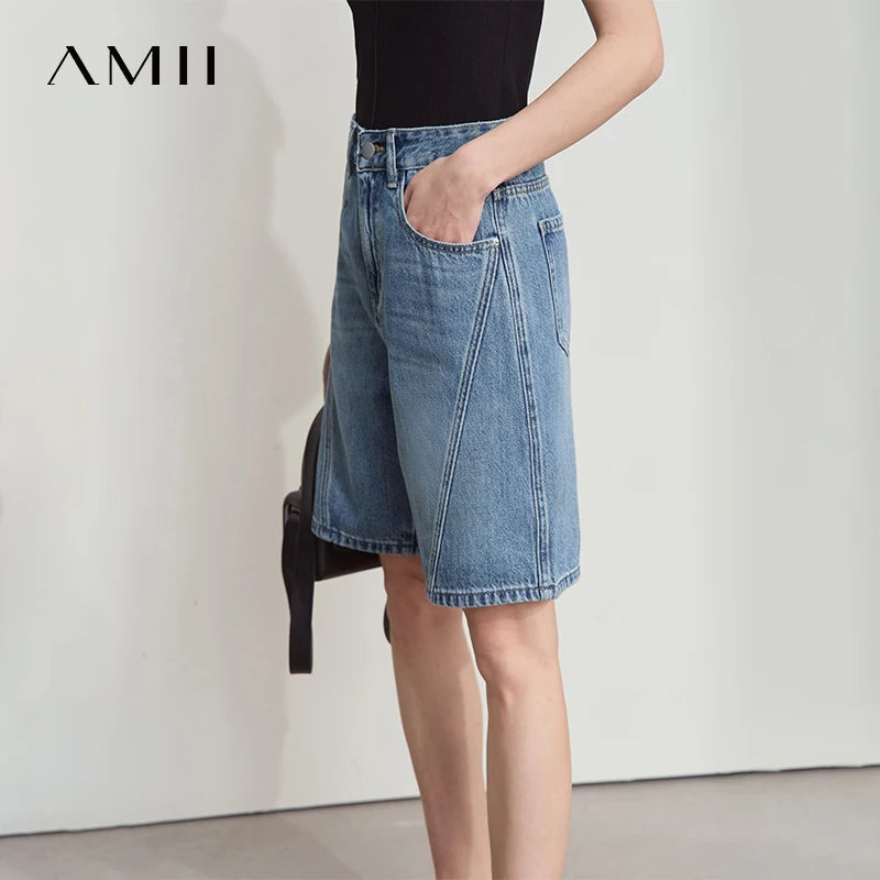 ខោខូវប៊យខ្លី AMII សម្រាប់នារី ម៉ូតថ្មី ខោជើងវែងកប្បាស ម៉ូតទាន់សម័យ រចនាបែបហោប៉ៅ ខោខូវប៊យខ្លី 12542205