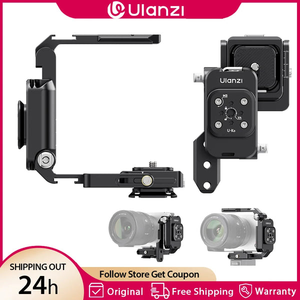 ទ្រុងកាមេរ៉ា Ulanzi XJ01 2in1 ជាសកល អាចបត់បាន បន្ទះ L សម្រាប់កាមេរ៉ា DSLR គ្រឿងបន្លាស់សម្រាប់ការថតរូប