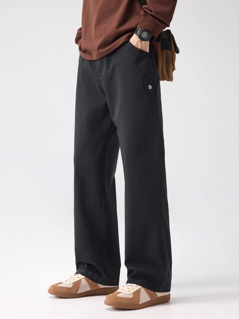 DUKEEN Heavyweight Lyocell Blend Straight Men's Casual Pants 2025 Autumn Soft Loose Fit Essential Trousers Men's Clothing