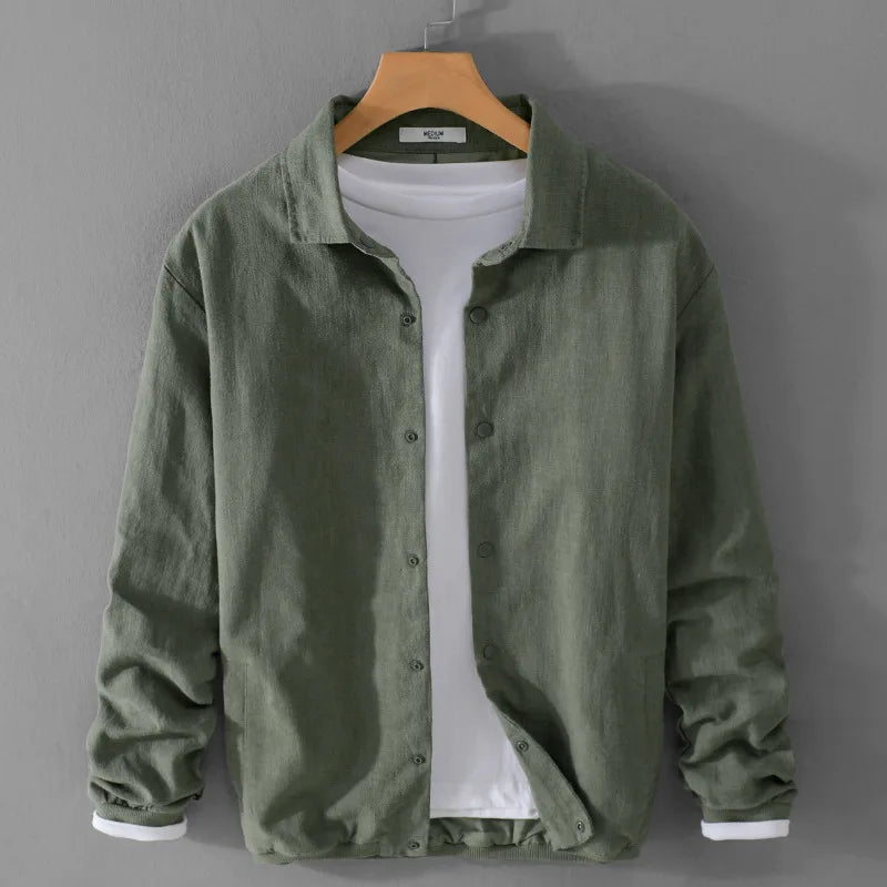 Spring Autumn Comfortable Breathable Ramie and Cotton Mens Jacket Loose Casual Simple Men Clothing FY202