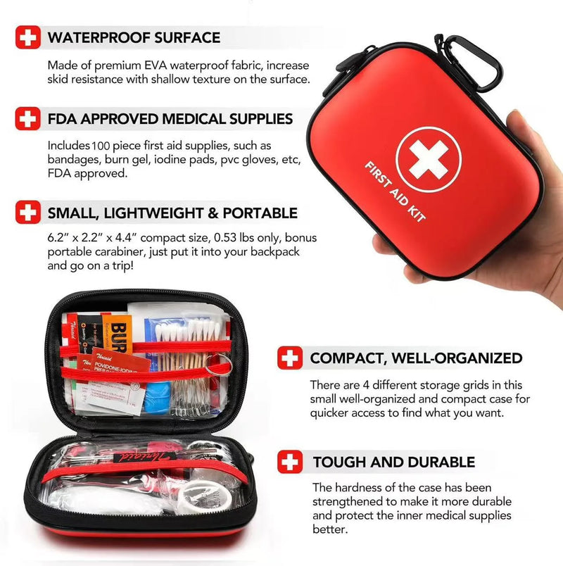 PU Waterproof First Aid Kit Portable Multifunctional Zipper Medical Bag Medicine Storage Organizer for Home Outdoor Travel Campi