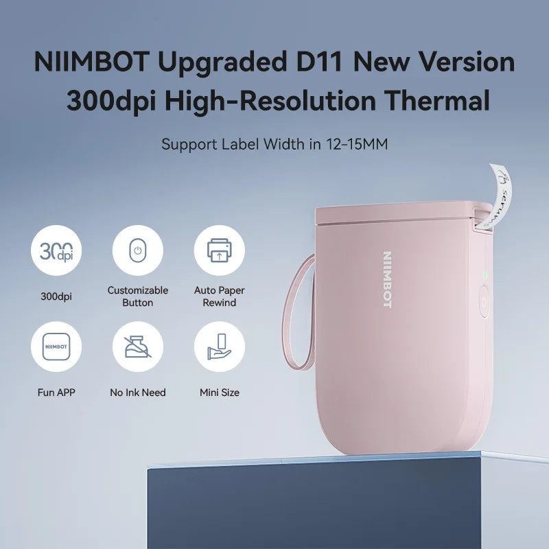 New Version NIIMBOT D11 Portable Thermal Printer Wireless Adhesive Label Maker Inkless Labeling Machine For Mobile Android IOS