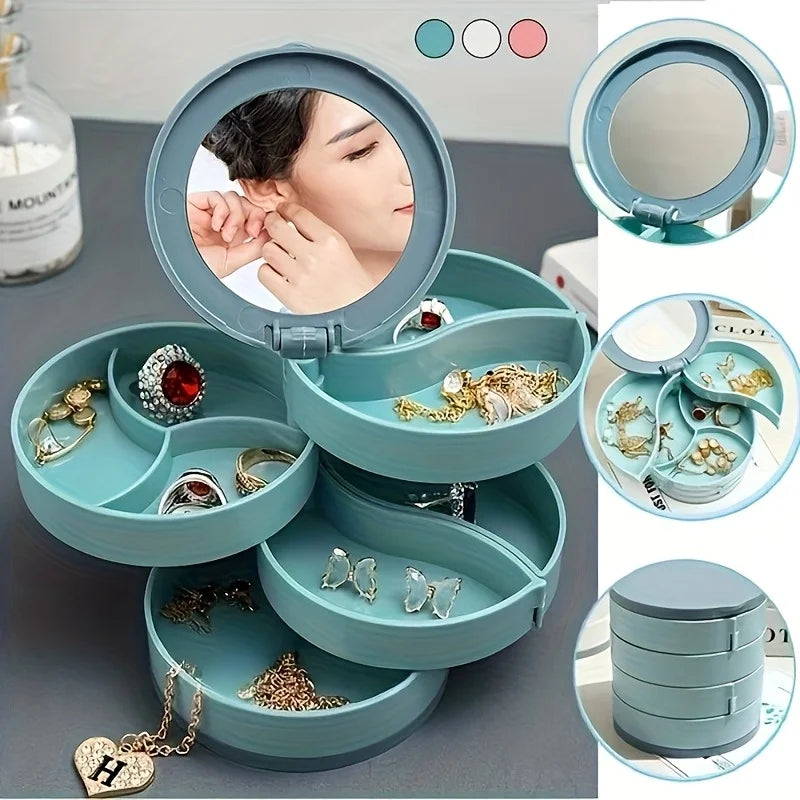 1pc Rotating Storage Box for Organizing Earrings, Rings, And Necklaces Made of Multi-Layer Plastic, Jewelry Boxes organizer box