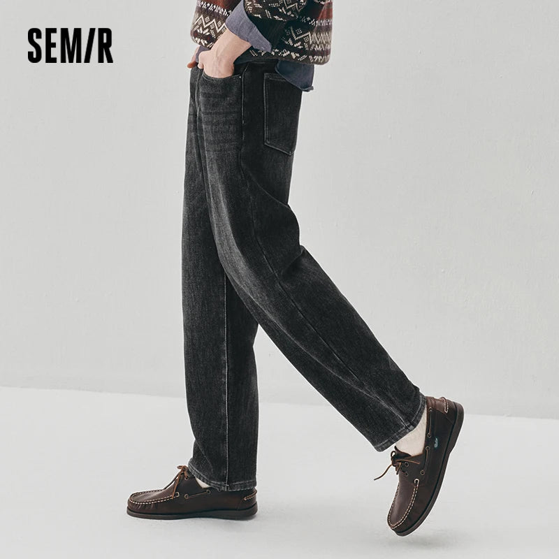 ខោខូវប៊យបុរស Semir ជើងត្រង់មានស្រទាប់ក្រណាត់រោមចៀម រចនាប័ទ្មវីនថេច ឆ្នាំ២០២៦ សម្លៀកបំពាក់ប្រចាំថ្ងៃរដូវរងាថ្មី រចនាប័ទ្មទីក្រុង ធម្មតា សម្លៀកបំពាក់ប្រចាំថ្ងៃ