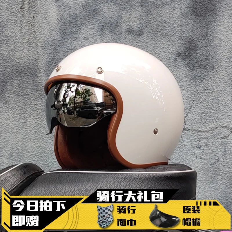 Retro Half Helmet Motorcycle Helmet Women's Motorcycle three-quarters Male American Cruising Motorcycle Half Helmet