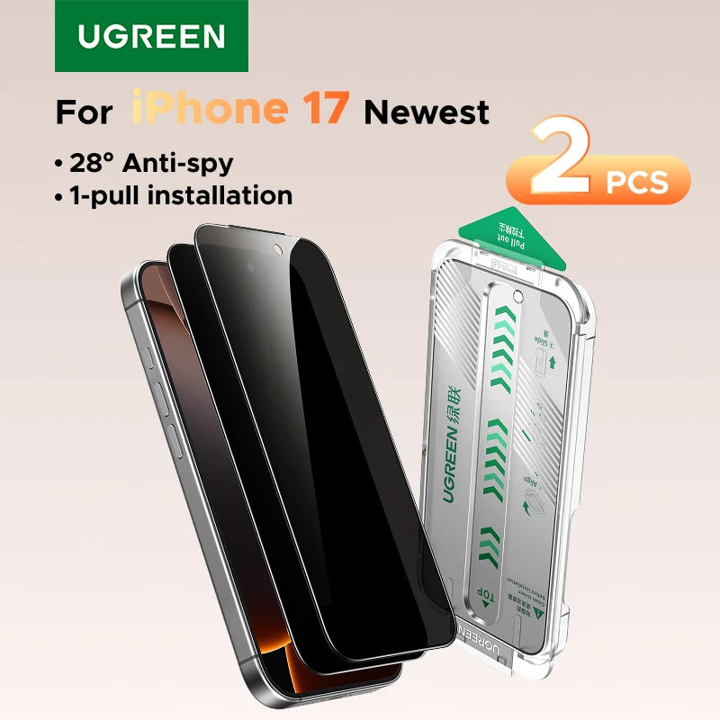 UGREEN 1/2 PCS Anti-Spy Glass for iPhone 17 Pro Max Screen Protector for iPhone 17 Air Privacy Screen Films