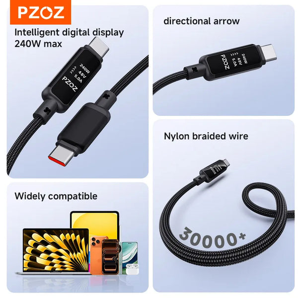 PZOZ for usb c to type c super charger fast charging cable iphone iPad Macbook Xiaomi Samsung oppo realme mobile phone cables