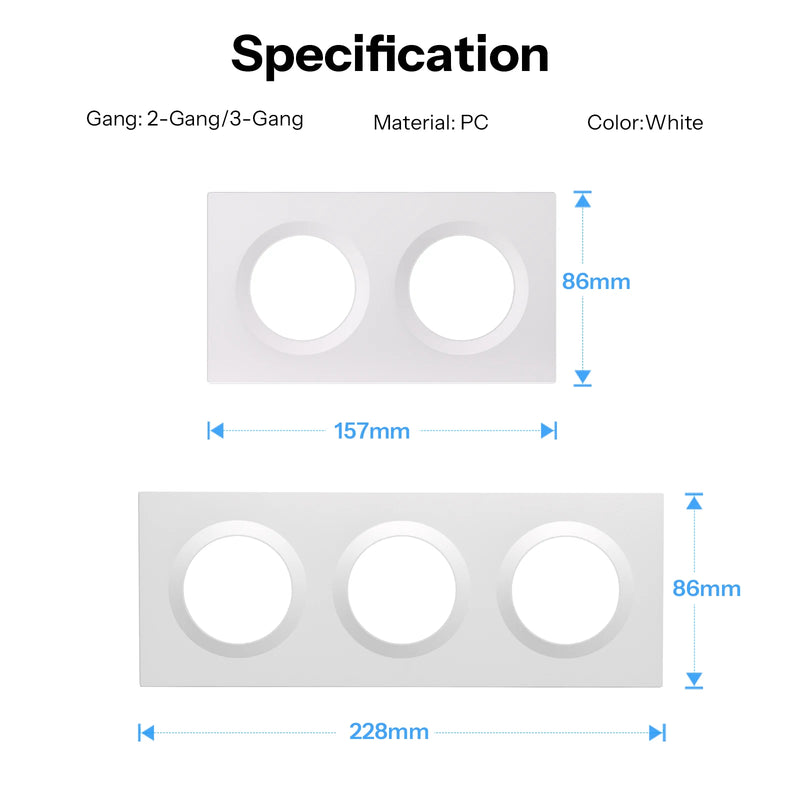 SONOFF Orb-2/3 Gang Wall Switch Frame EF2G/EF3G Adapted For Fusion Series Orb-RBS/Orb-ZBW1L/Orb-MW1/E1GS Designed For Enclosures