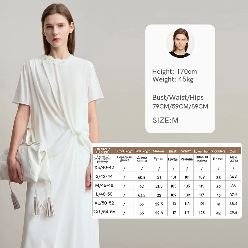 អាវ Amii Minimalist Premium Chiffon សម្រាប់នារី រដូវក្តៅ ឆ្នាំ២០២៥ កមូល អាវការិយាល័យ រចនាផ្កា ខ្សែសង្វាក់រំយោល ពណ៌តែមួយ 12542251