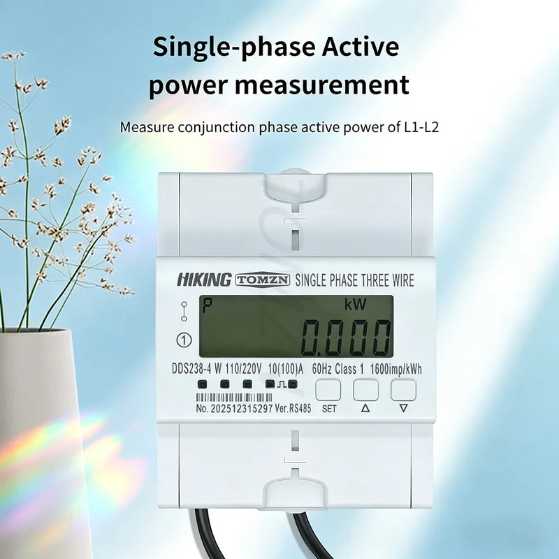 TOMZN DDS238-4 W L1/L2 FM2S Bi-directional Active Energy Meter  100A, RS485, Phase Voltage/Frequency 50/60Hz