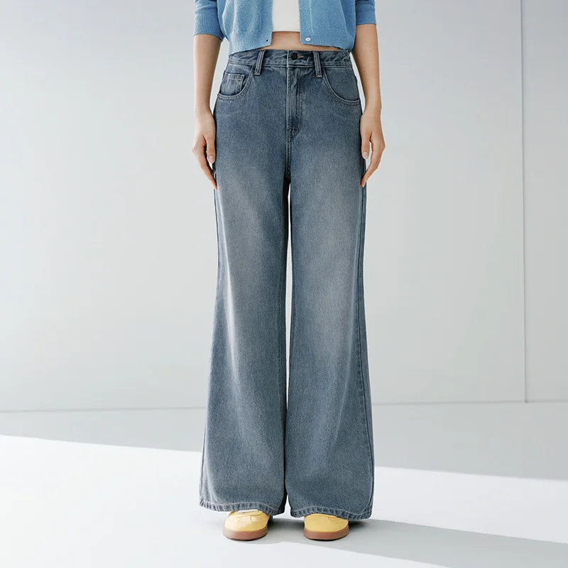 Semir Flared Denim Pants woman Spring Distressed Loose Slim Soft Comfortable Retro Slight Flare Casual Streetwear Trendy Women
