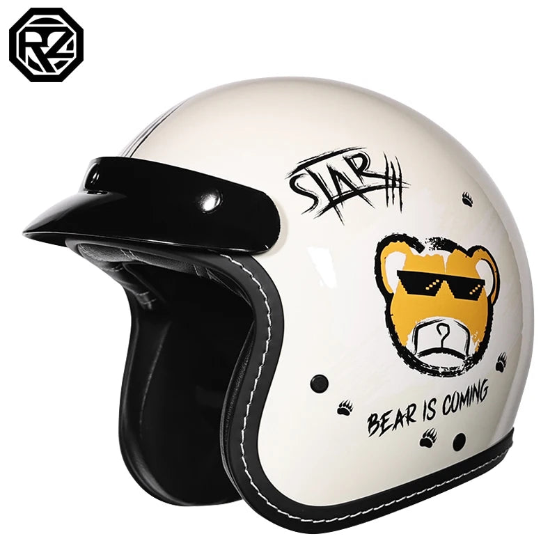 Vintage Motorcycle Helmet Open Face Retro 3/4 Half Helmet Moto Casque Casco Motocicleta Capacete Motocross Para