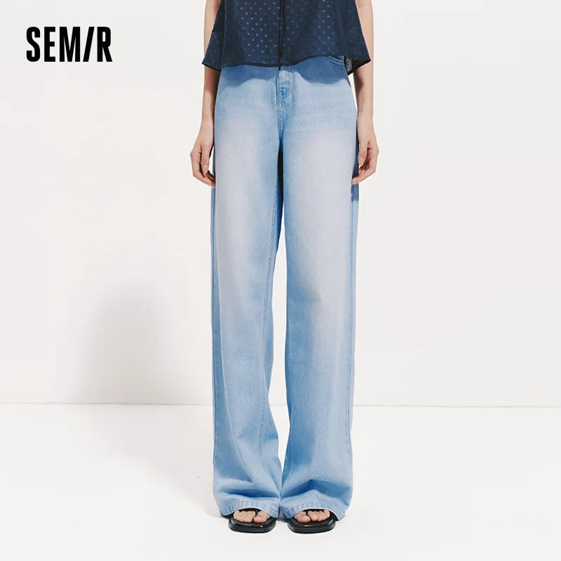 Semir Women Pants Denim Cool Feeling Antibacterial Wide Leg Leg Lengthening Trendy Floor Length 2026 Summer Top