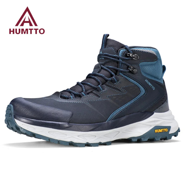 HUMTTO Genuine Leather Hiking Shoe for Men Breathable Outdoor Men's Sports Shoes Non-slip Winter Sneakers Black Trekking Boots