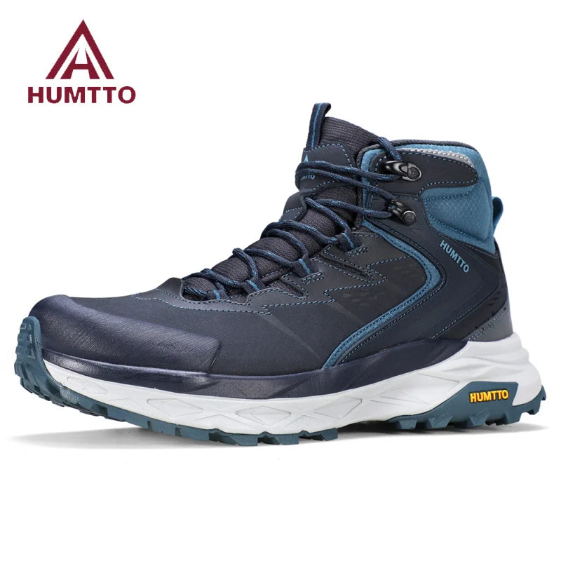 HUMTTO Genuine Leather Hiking Shoe for Men Breathable Outdoor Men's Sports Shoes Non-slip Winter Sneakers Black Trekking Boots