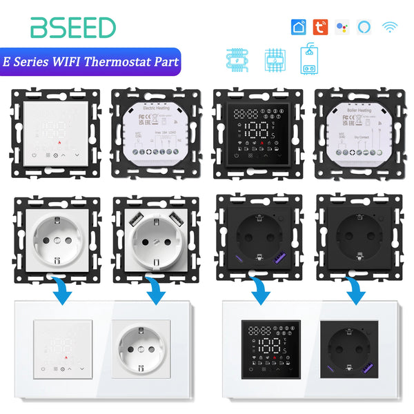 BSEED Smart WiFi Thermostat for Floor Heating/Boiler/Water Function Part Thermostat Controller Glass Panel Tuya APP Control