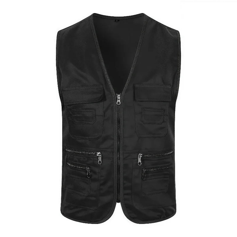 Male Outerwear Vest Thickened Zipper Work Vest Custom Printing Logo Multi-Pocket Activity Vest Team Workwear 9 Colors