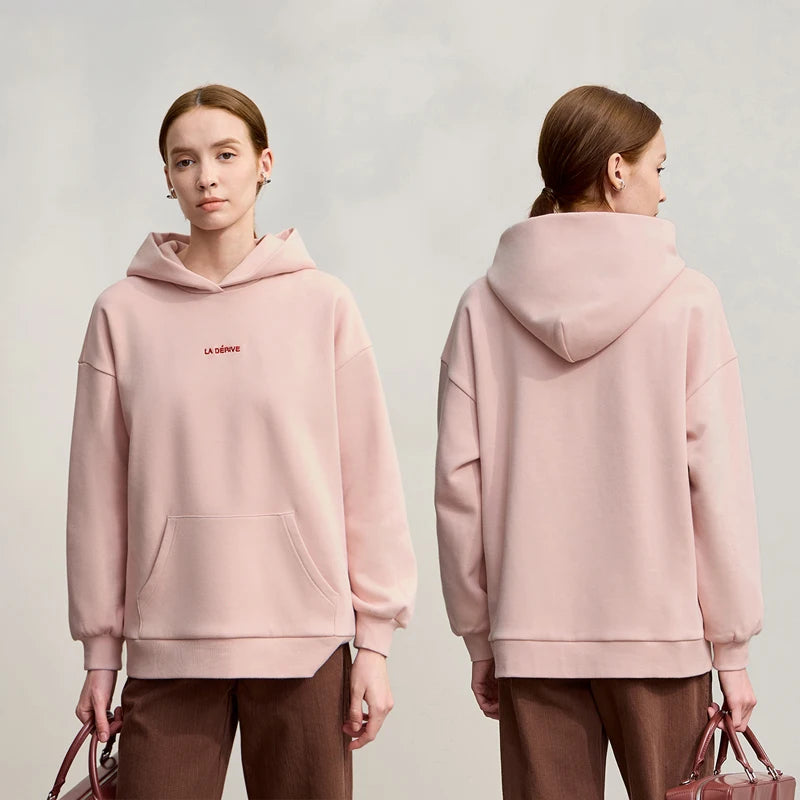 AMII Woman Sweatshirts 2026 Winter New Embroidery Hooded Knitting Sweatshirts for Ladies Long Sleeve Loose Casual Top 12544130