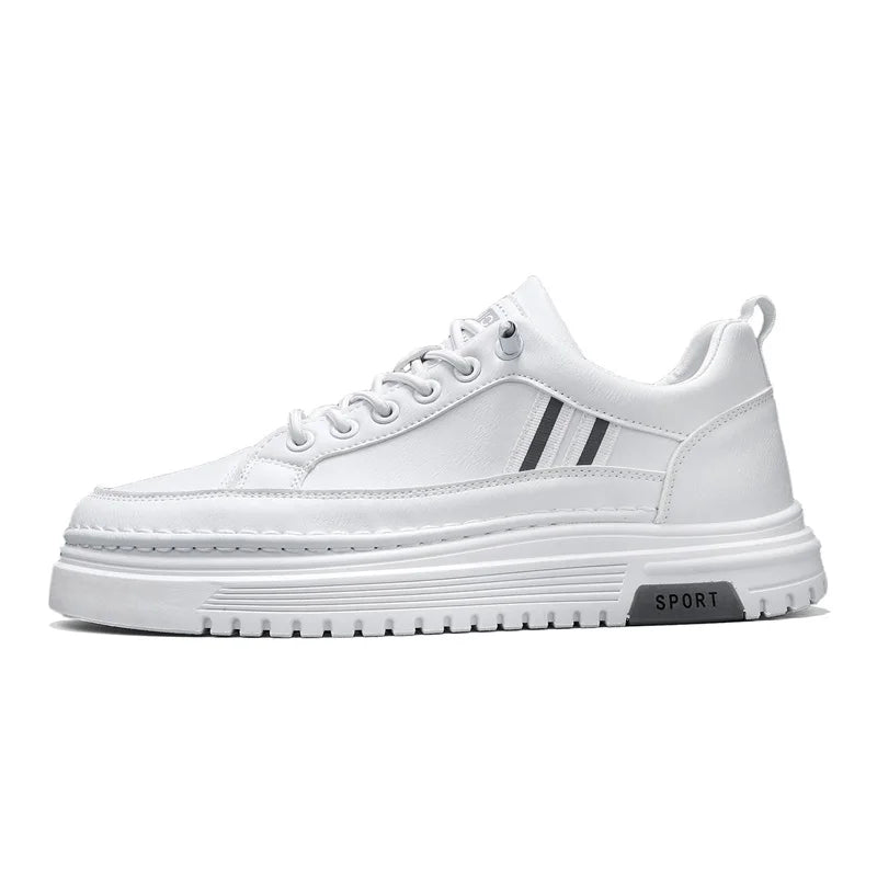 Students casual white shoes spring soft-sole anti-slip breathable flat outdoor walking shoes men's thick-sole sports board shoes