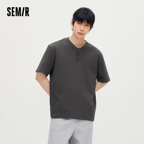 អាវយឺតបុរស Semir ក Henry ពាក់កណ្ដាលអាវ ត្រជាក់ មានអារម្មណ៍ស្រួល ស្រួលដកដង្ហើម អាវប៉ាក់រឹង រដូវក្ដៅ 2026 ធម្មតា