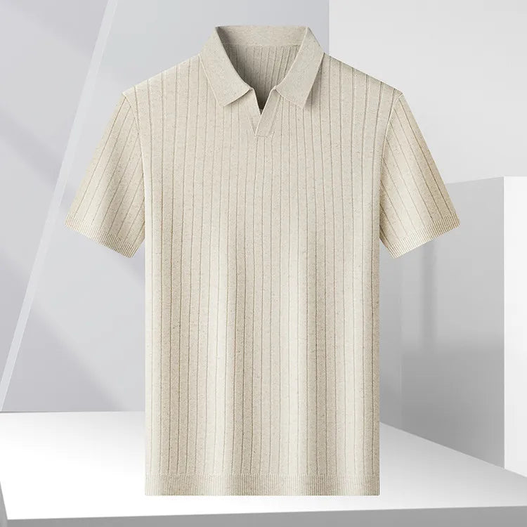 Men’s Short Sleeve Polo Shirt – Ribbed Knit, Business Casual, Cooling & Soft, Collar Neck, Solid Colors