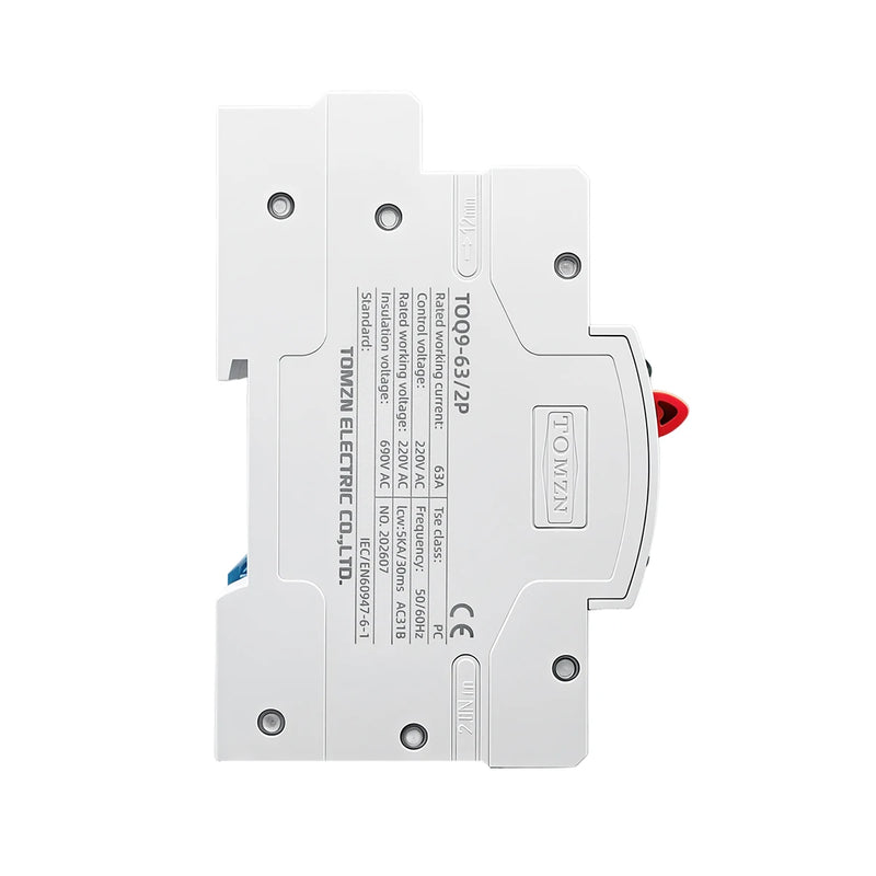 TOMZN TOQ9 Slim Auto Transfer Switch (ATS) – 2P/4P, 63A, 230V AC, DIN Rail Mount, Uninterrupted Power Changeover
