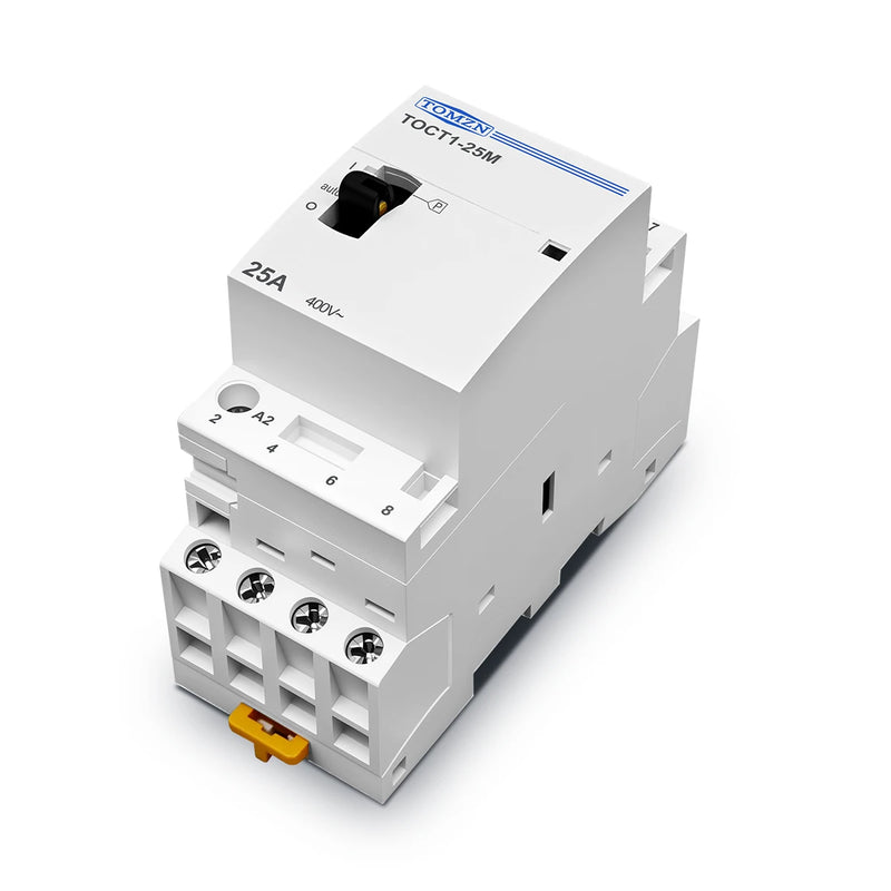 TOMZN TOCT1 4P 25A 220V/230V 50/60Hz Din Rail Household AC Modular Contactor With Manual Control Switch 4NO or 2NO 2NC or 4NC