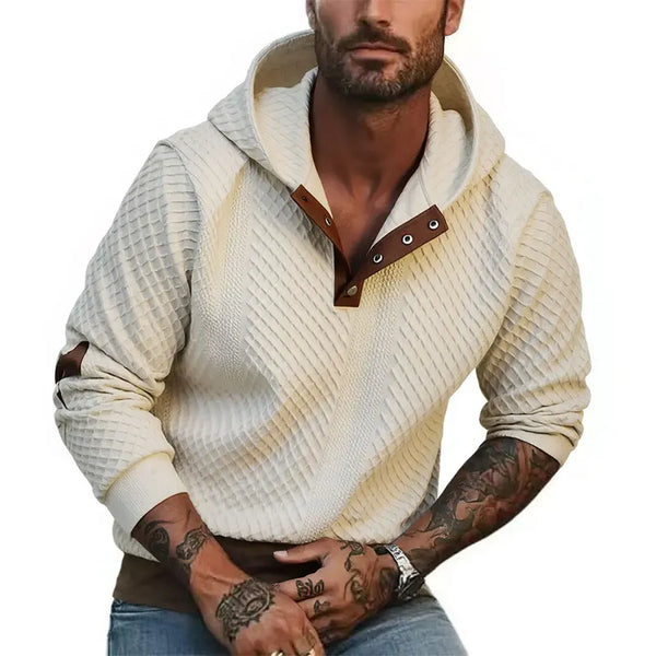 Jacquard Knitted Men's Hoodie: New Casual Fashion Versatile Breathable Pullover Sweatshirt