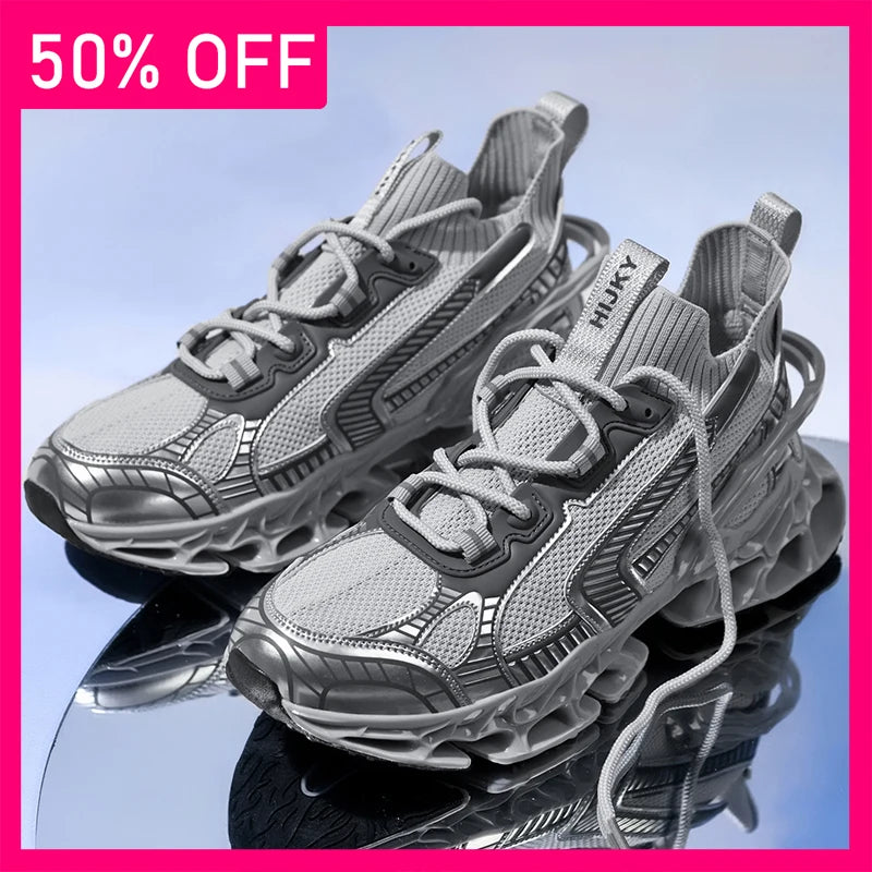 Men Sneakers Fashion Mesh Breathable Light Spring Outdoor Walking Tennis Shoes 2026 New Soft Thick Sole Rebound Running Shoes