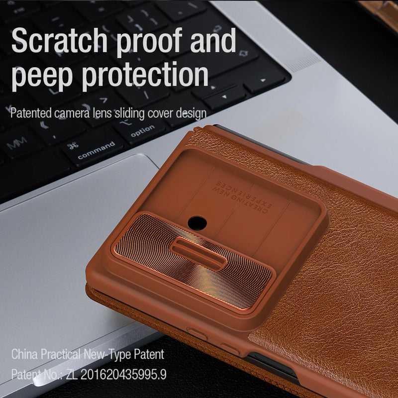 NILLKIN For Samsung Galaxy Z Fold 7 5G Case Luxury Leather Slide Lens Protection Back Cover With S-Pen For Samsung Z Fold 7