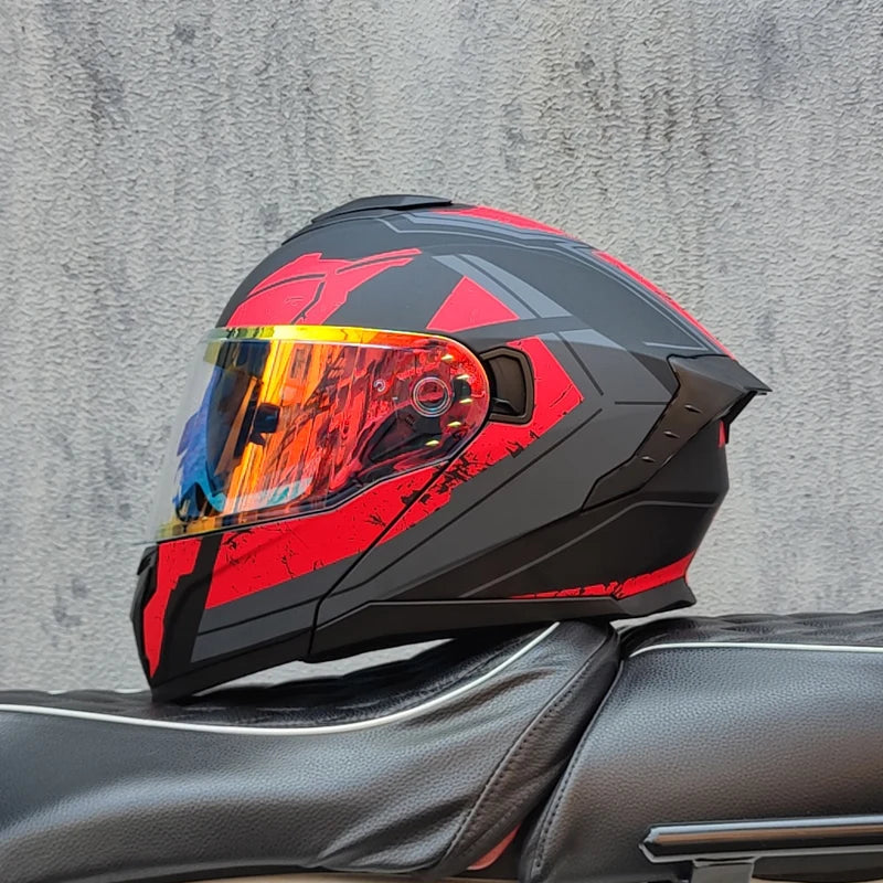 2025 high-quality motorcycle helmet dual lens modular flip helmet Casco para Motos road off-road travel full helmet capacity