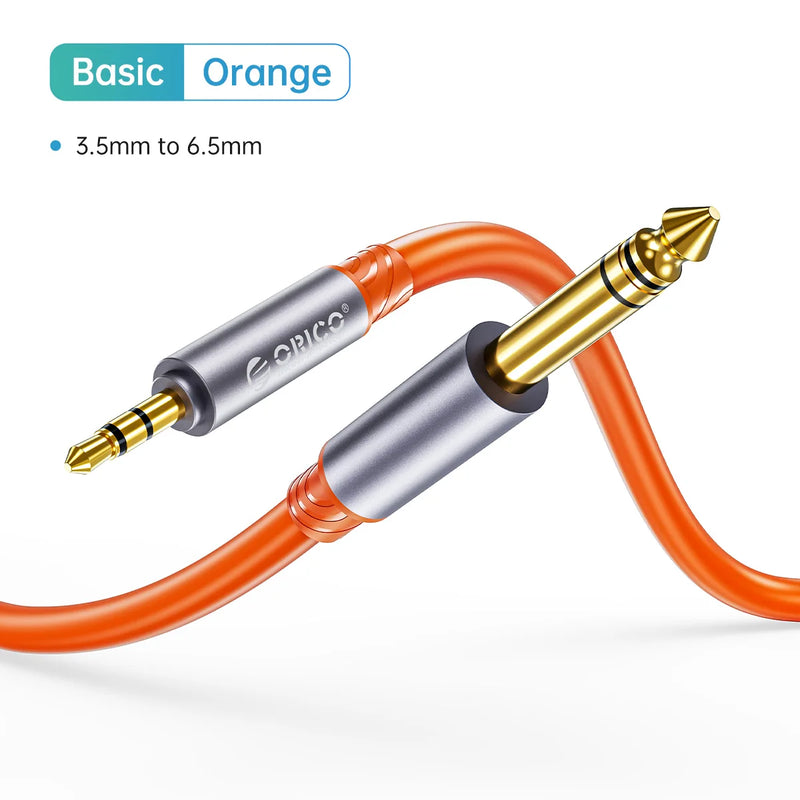 ORICO 3.5mm to 6.35mm Audio Cable 1/8 to 1/4 Stereo Cable Aux Cord Hi-Fi Sound Liquid Silicone for Guitar Amplifiers Laptop